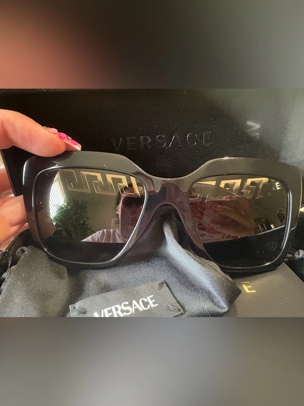 Versace Women's Black Oversized Sunglasses